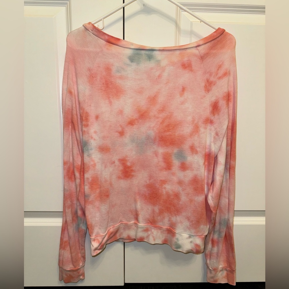 Lightweight Pink and Blue Tie Dye Pullover Crewneck